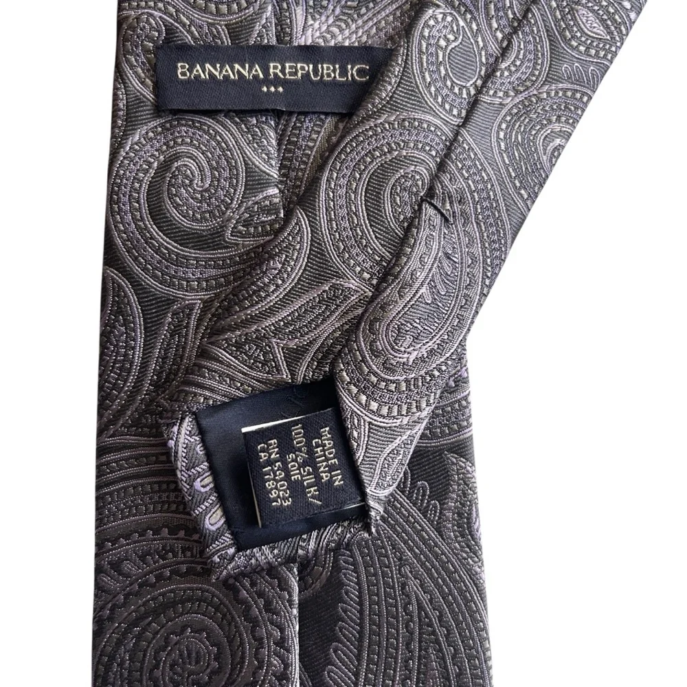 3 Banana Republic Factory Silk Ties Red Gray Plaid Stripes Paisley